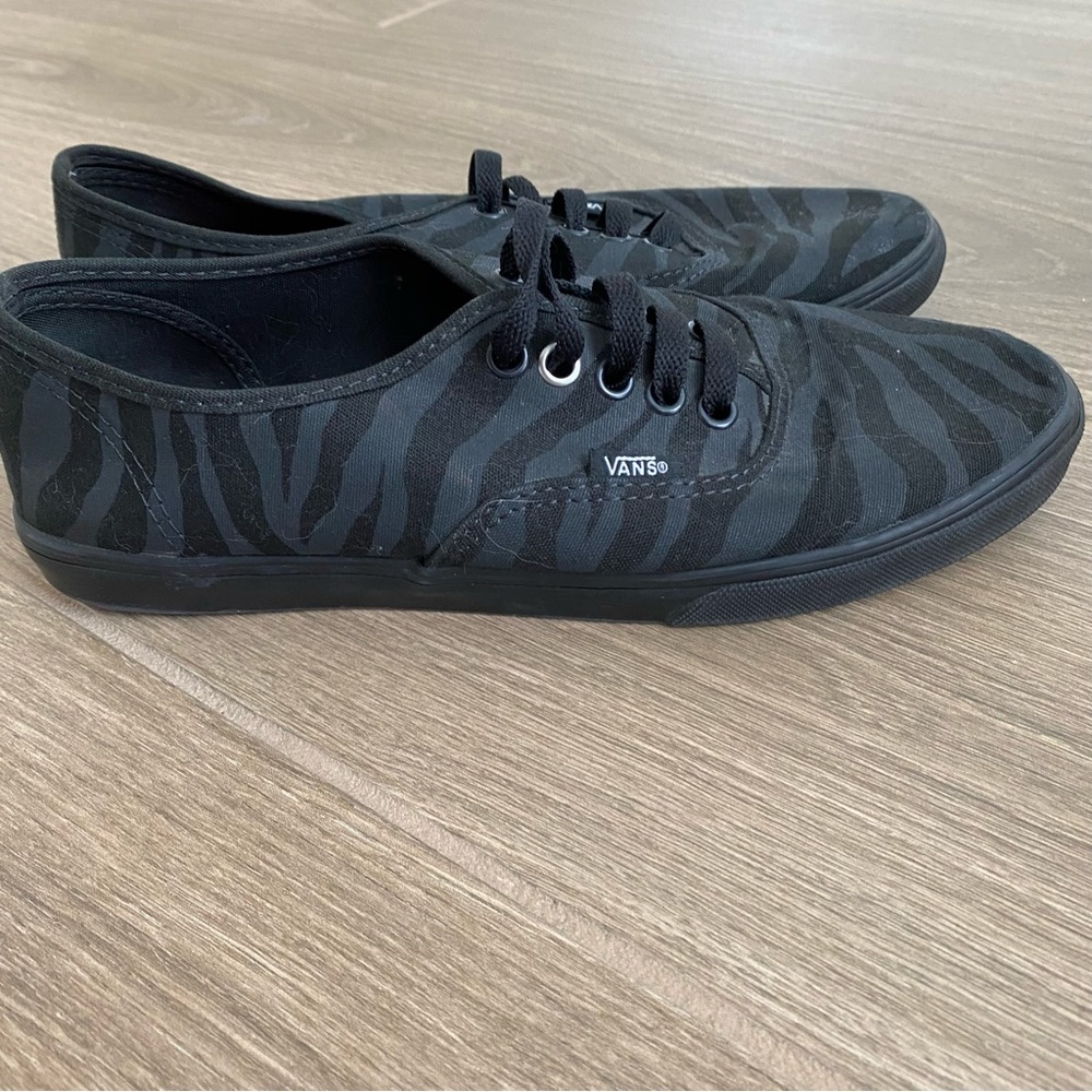 Black Zebra Print Vans Size 8.5